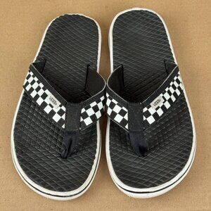 Vans Off The Wall Flip Flops Men’ 9 Women’10.5 Black White Checkerboard Sandals